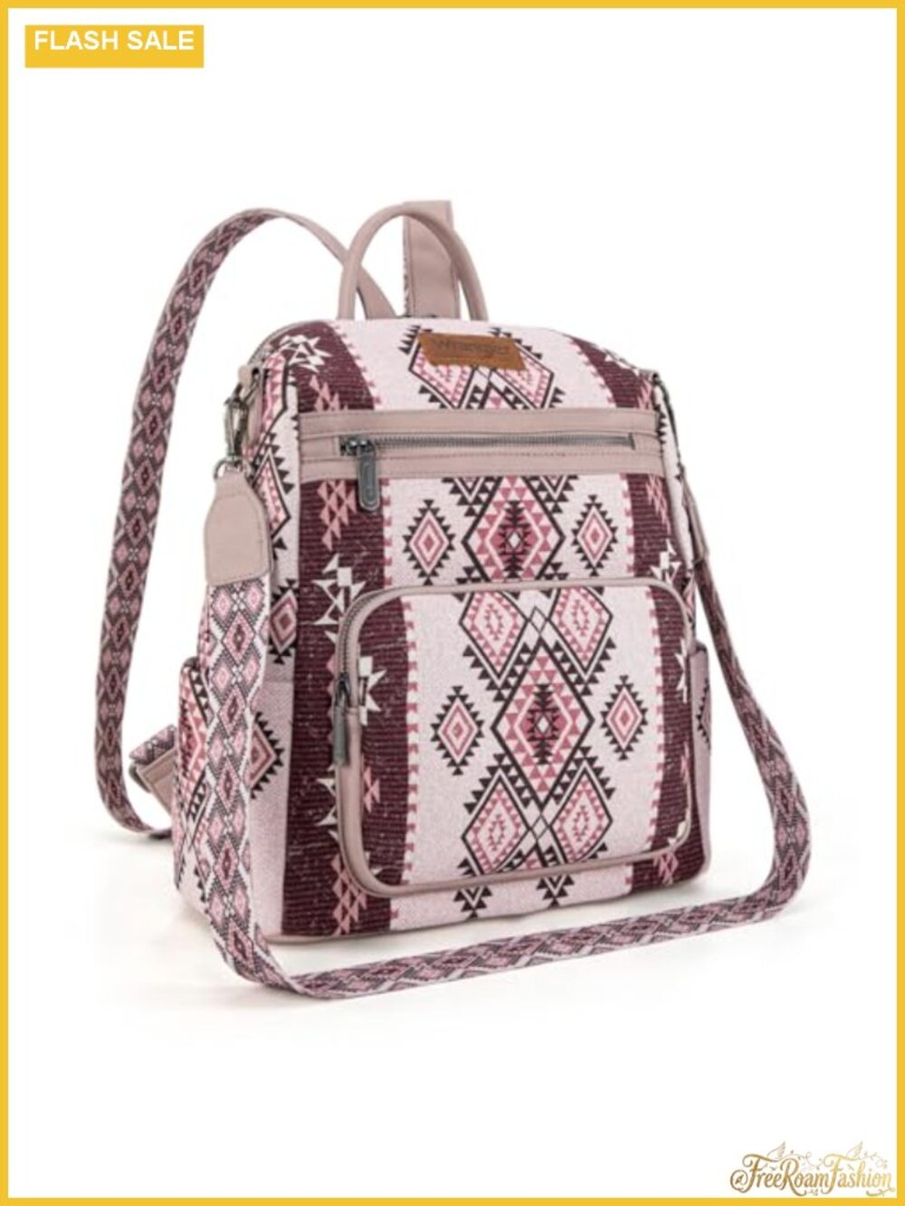 Convertible Backpack Purse with Aztec Embroidery for Work Travel